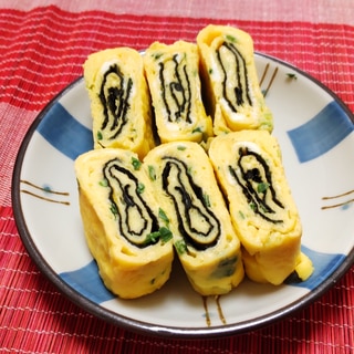 お弁当レシピ♪青ネギと味付け海苔の卵焼き